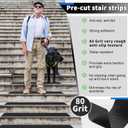 SMILOOL Outdoor Stair Treads Non-Slip Step Strips for Wooden Steps 5 Pack 8 x 30 Anti Slip Grip Tape Precut for Outside Stairs, Non Skid Stair Tread Mats Weather Resistant for Outdoors, Black