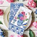 Flower Bird Tea Towels, Spring Summer Cotton Kitchen Towel 18.927.5 inch, Quick Drying Dish Cloth for Party Anniversary Holiday Decoration Housewarming Gifts (Blue and White Porcelain)