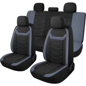 CAROMOP Breathable Car Seat Covers Full Seats,3D Air Mesh Cloth Seat Covers for Cars, Split Bench Compatible Car Interior Covers, Universal Fit Most Car Sedan Truck SUV(Black/Gray)