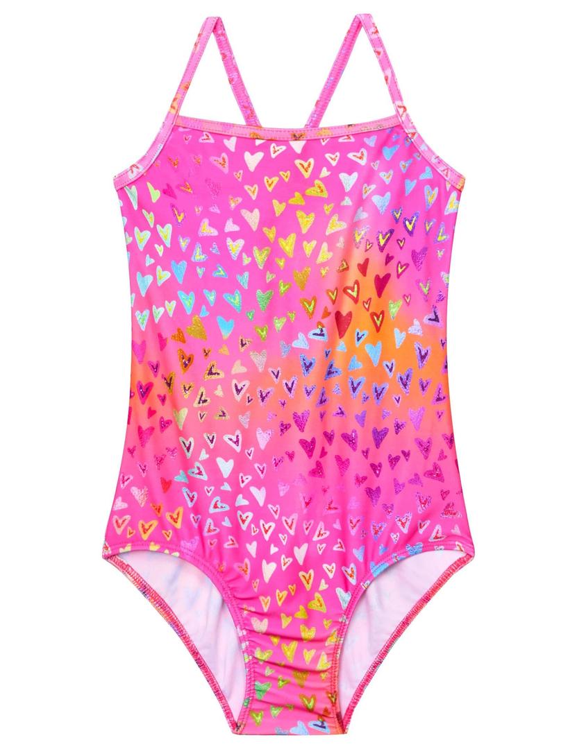 WhizBuzz Swimsuits for Girls 2T 3T Pink Swimwear One-Piece Toddler