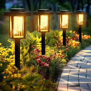 GIGALUMI Solar Pathway Lights, 6 Pack Garden Solar Outdoor Lights, IP65 Waterproof Landscape Lighting for Yard and Walkway, Solar Powered Garden Decor for Outside Patio Porch, Warm White