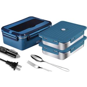 Electric Lunch Box, heated lunchbox for adults men 12V/24V/110V portable Food Warmer 80W self heating lunch boxes for Car Truck Work, heatable lunchbox with 2 Stainless Steel Containers 60-oz