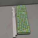 Computer Keyboard Wired, Typewriter Style, Plug Play USB Keyboard with Large Number Pad, Caps Indicators, Foldable Stands, Full Size Wired Keyboard for Windows PC Laptop (Green Colorful)