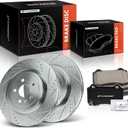 Rear Drilled and Slotted Brake Disc Brake Rotors 55163 14.37 inch / 365 mm Fit for CADILLAC CTS 2009-2014 2016-2019 | CHEVROLET CHEVY CAMARO 2010-2015 2017-2019