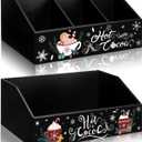 Shellwei 2 Pcs Christmas Hot Cocoa Bar Wood Storage Box Coffee Station Organizer Xmas Basket Organizer Bin Christmas Cute Wood Storage Hot Chocolate Decorative Box for Home Kitchen Office Gift (Black)