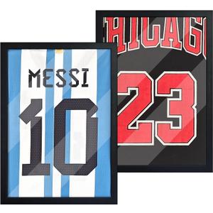 2 Pack Jersey Shadow Box Frame,A3 Size Jersey Frame Display Case,Sports Jersey Display Frame with Pine Wood for Hockey Soccer Basketball Baseball Shirts