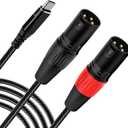 USB C to Dual XLR Male Audio Cable, 6.6FT USB C to 2 Male XLR Stereo Power Amplifier Cable for Mobile Phone Connection Active Speaker, Black Braided