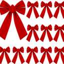 Sggvecsy 12 Pcs Christmas Red Bow Christmas Wreath Bows Christmas Velvet Bows Large Xmas Tree Ornaments Xmas Decoration Handmade Crafts for Home Outdoor Indoor Party (9.8 x 15.7 Inches)