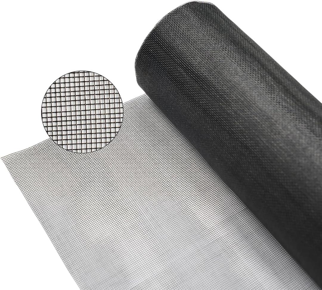 Fiberglass Window Screen Roll, High Visibility and Durable, Protection Install and Repair Door and Window Screens (Black, 48in*100ft)