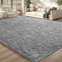 Merelax Modern Soft Fluffy Large Shaggy Rug for Bedroom Livingroom Dorm Kids Room Indoor Home Decorative, Non-Slip Plush Furry Fur Area Rugs Comfy Nursery Accent Floor Carpet 4'x6' Grey