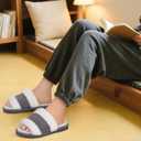 SHIBEVER Women's Slippers Fuzzy Open Toe Slip On Indoor House Shoes Comfy Bedroom Women Slippers (7.5-8, Grey)