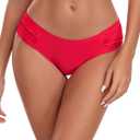 Ocean Blues Women's Ruched Sides Bikini Bottom Medium Coverage Bikini Bottom (Red, L)