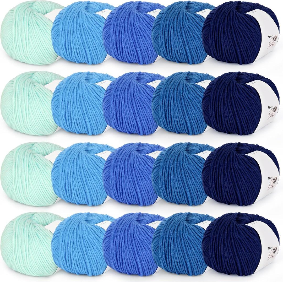 Katech 20 Skeins Cotton Yarn for Crocheting-55% Cotton 45% Acrylic-#3 DK (Light)-Super Soft Milk Cotton Yarn-Great Crochet and Knitting Starter Kit for Colorful CraftColor F