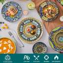 vancasso 24 Pieces Dinnerware Sets, Plates and Bowls Set, Porcelain Dishes Set for 6, Microwave and Dishwasher Safe, Scratch Resistant, Bohemian Style Dining Ware Service for 6, Series SIMI