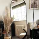 Floor Mirror, Full Length Mirror with Stand, Arched Wall Mirror, Mirror Full Length, Black Floor Mirror Freestanding, Wall Mounted Mirror for Bedroom Living Room, Black (59"L x 18"W)