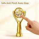 Soccer Trophy Shaped Handheld Fan, Soccer Gifts for Sports enthusiasts, Kids, Boys and Girls, Portable USB Rechargeable Mini Fan for Stadium, Game Day, 2026 World Soccer Event, Outdoor, Gold
