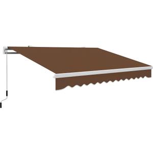 Outsunny 13' x 8' Retractable Awning, Patio Awnings, Sunshade Shelter w/Manual Crank Handle, UV & Water-Resistant Fabric and Aluminum Frame for Deck, Balcony, Yard, Coffee Brown Outsunny 13' x 8' Retractable Awning, Patio Awnings, Sunshade Shelter w/Manual Crank Handle, UV & Water-Resistant Fabric and Aluminum Frame for Deck, Balcony, Yard, Coffee Brown