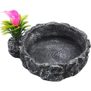 Reptile Food Dish, Rock Reptile Terrariums Water Dish, Water and Food Bowls Lizard Water Bowl for Leopard Gecko, Tree Frog, Snake, Crested Gecko, Frog