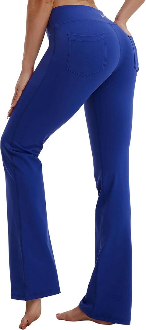 BUBBLELIME 29"/31"/33"/35" 3 Styles Women's Bootcut Yoga Pants Basic/Back Pockets High Waist Workout Tummy Control Flare (Large)