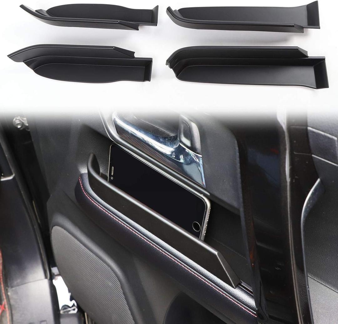 Voodonala for 4Runner Side Door Storage Box Glove Organizer Tray Door Handle Storage Compartment Bin for 2010-2023 Toyota 4runner Accessories, ABS Black 4pcs(Doesn't fit limited)