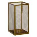 Contemporary Minimalist Gold Mesh Cage Candle Holders Square Pillar Hurricanes