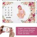 Baby Monthly Milestone Blanket Girl, Milestone Blanket for Baby Girl, Track Growth and Age, Newborn Shower Gifts for Mom, Includes Floral Wreath & Pink Bow Headband, 60" X 40"
