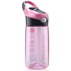 mountop Kids Water Bottle with Silicone Straw and Handle, Easy Use for Girls and Boys, BPA-free Water Bottle for Kids 14oz 400ml (Pink)