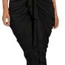 Floerns Women's Ruffle Ruched Cami Dress Draped Split Elegant Bodycon Maxi Dresses, No Size, Black 