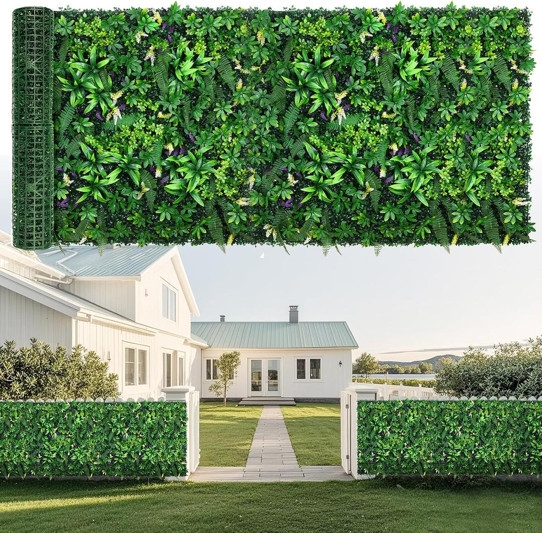 fanado Artificial Grass Wall Panels 40"x120"(33.3 sqft), Hedge Green Wall Decor Backdrop,UV-Anti Fake Greenery Plant Boxwood Panels for Privacy Fence Screen Outdoor Indoor Wedding Garden Backyard
