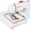 PooLin EOC06 Embroidery Machine,11"x7.9",7.9"x7.9",5.5"x5.5" Embroidery Area,Computerized Embroidery Machine for Beginners Gifts,7" Touchscreen,200 Built-in Designs,USB & Wireless