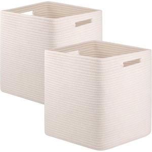 OIAHOMY Storage Cubes, 13 Inch Cube Storage Organizer, Collapsible Storage Bins, Baskets for Organizing, Storage Bins for Shelves-White, 2-PACK