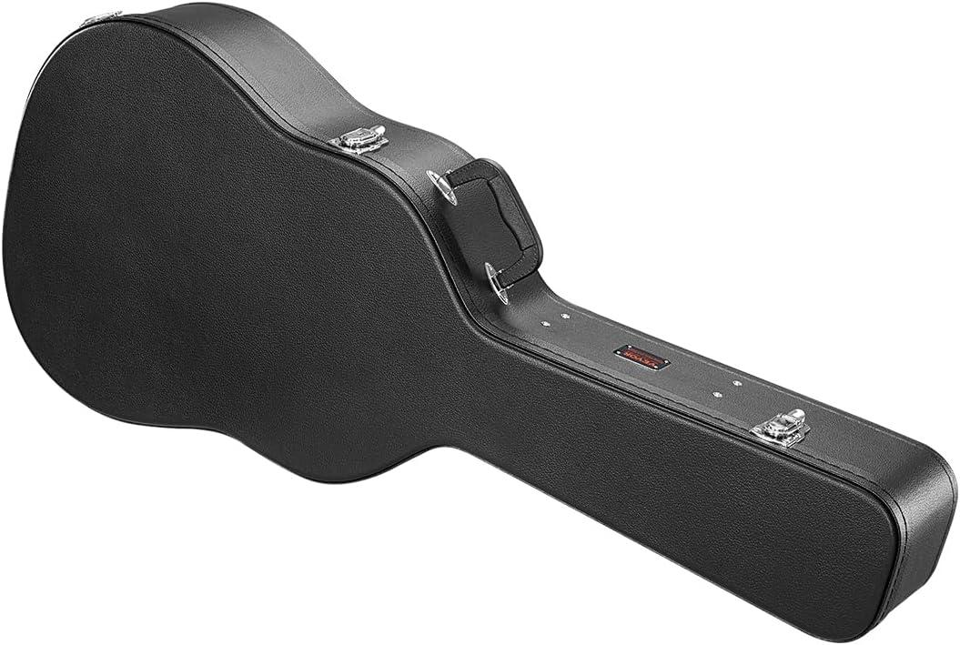 VEVOR Acoustic Guitar Hard Case, 43.31 in Gourd-Shaped Guitar Hard Case, With Lock Latch Key Handle, PVC Padding Soft Lining Water-Resistant Hard Shell Guitar Case, for 39-41 in Acoustic Guitar, Black