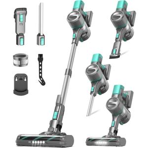 S10K Cordless Vacuum Cleaner, 55Kpa 60mins Lightweight Stick Vacuum with Powerful Suction for Home, Rechargeable, Self-Standing, Handheld Vacuum Cleaners for Hardwood Floors, Carpets, Pet Hair