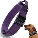 Tactical Dog Collar, Adjustable Military Training Nylon Dog Collar with Control Handle and Heavy QuickRelease Metal Buckle for Small Medium Large Dogs, Purple XL(Width 1.5",Neck 20-24")
