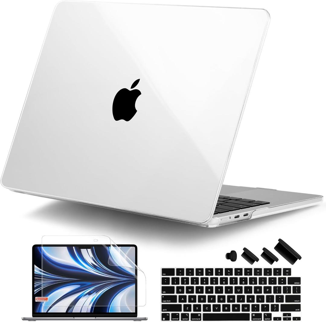 DONGKE Compatible with MacBook Air 13 inch Case M5 M4 M3 M2 2026 2025 2024-2022 A3449 A3240 A3113 A2681, Plastic Hard Shell & Keyboard Cover for MacBook Air 13.6 inch, Crystal Clear
