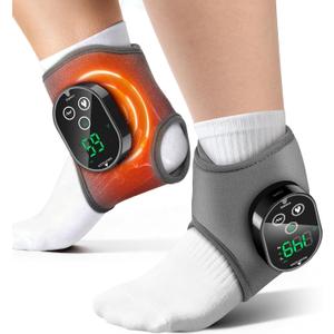 2-Pack Cordless Foot Massager for Neuropathy, Ankle Massager for Pain Relief, Ankle Heating Pad with Massage, 4 Heat Levels, 3 Massage, Foot Massager, Gray, HSA Eligible FSA (Grey)