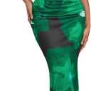 SOLY HUX Women's Skirt Sets 2 Piece Outfits Tie Dye Cami Tops and Bodycon Long Skirt Set (Green, S)