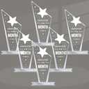 Roowest 6 Pcs Employee of The Month Plaque Trophy Employee Month Appreciation Award Gifts Bulk Coworker Acrylic Trophy Reward Sign Keepsake for Teacher Nurse Colleague Staff Volunteer Team Office