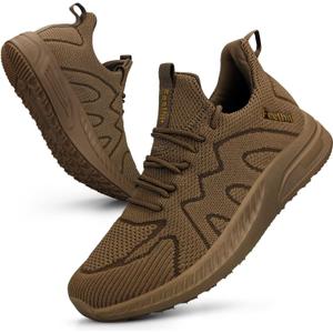 Feethit Women's Running Shoes Lightweight Breathable Walking Sneakers Non-Slip Tennis Gym Workout Athletic Shoes (9.5, Khaki)