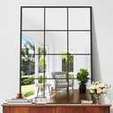 NIMURY Rectangle Mirror, Window Mirror Wall Mounted, 36"×48" Window Pane Mirror Wall Decor Metal Framed, Large Black Mirror for Bedroom Living Room Fireplace Entryway Hanging or Leaning Against Wall