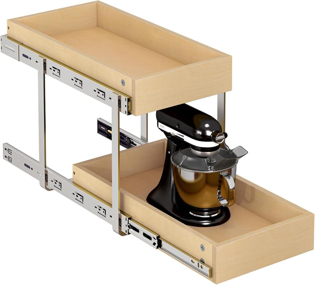 WelFurGeer 2-Tier Pull Out Cabinet Organizer with Soft Close Slides, Pull Out Drawers for Cabinets, Heavy-Duty Slide Out Drawers for Kitchen Cabinets, Under Sink, Pantry & Bathroom, Size: 11''W x22''D