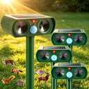 2026 Upgraded Solar Ultrasonic Animal Repellent Outdoor Cat Deer Repellent Devices Waterproof with Motion Sensor Squirrel,Dog,Raccoon,Skunk,Rabbit,Coyote Deterrent for Yard Garden, Green, Pack of 4