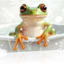 Frog Canvas Wall Art Bathroom Wall Decor Funny Frog in Bathtub Picture Animal Painting Prints Modern Bathroom Artwork Toilet Home Decor Framed - 16.00x24.00 inch