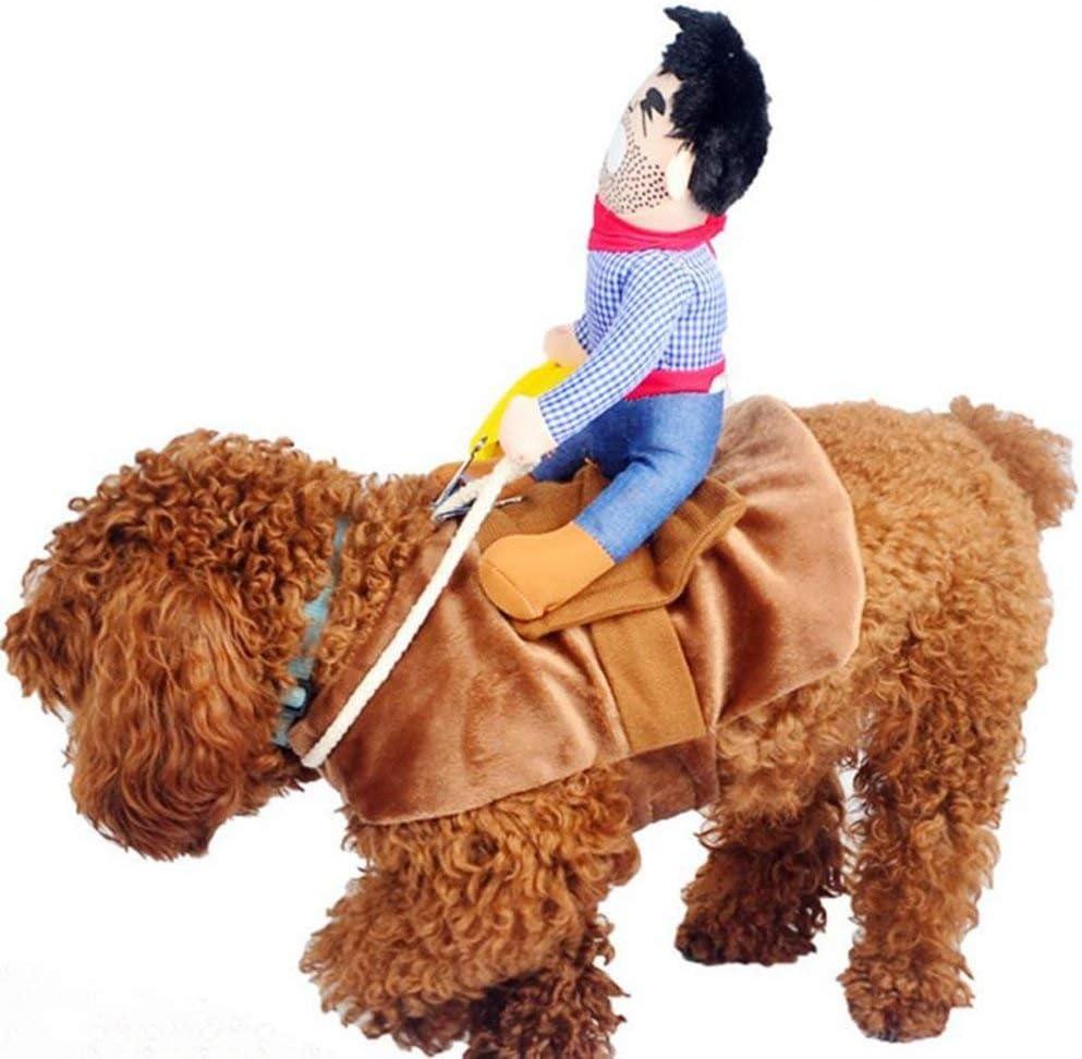 ISMARTEN Cowboy Rider Dog Costume for Dogs Outfit Knight Style with Hat Pet Costume for Halloween Day (Large)
