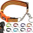 Orange Martingale Dog Collar for Medium Large XL Breeds, Dog Collar Soft Nylon No Pull Dog Collars for Medium Dogs,Medium