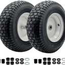 2-Pack 16 x 6.50-8 Riding Lawn Mower Tire with Rim, 3/4" or 5/8'' Bushing, 16 Inch Tire Assembly for Garden Tractor.3"-6''Offset Hub. (16 x 6.5-8 Tube Type,3" Offset Hub,Fit Most John Deere)