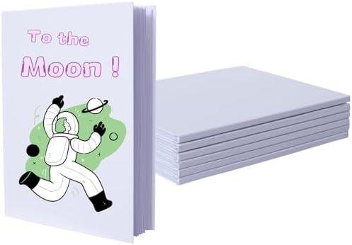 6 Count Blank Hardcover Books for Kids to Write Stories 7x10 inch Hardcover Blank Books Sketchbooks Journal - Blank Unlined Page Make Your Own Book for DIY, Classroom (18 Sheets / 36 Pages, White)