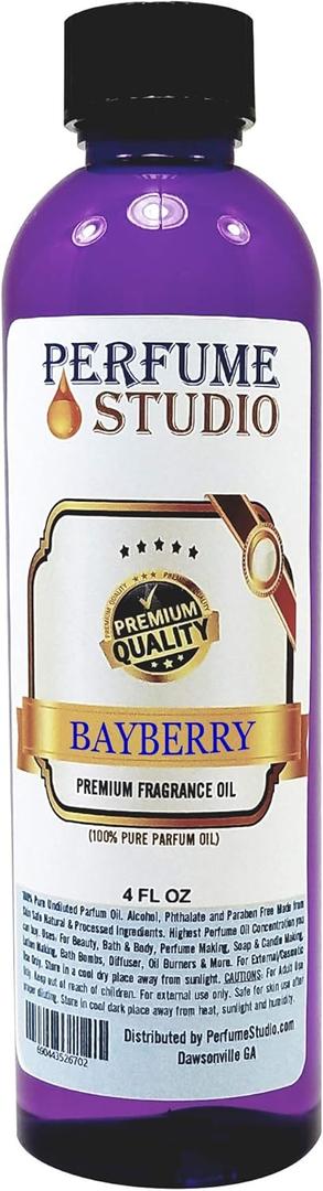 Bayberry Fragrance Oil for Making Candle, Soap, Lotion, Perfume, Cologne, Incense, Bath Bomb, Diffusers, Plug in Refills, Oil Burners. Premium Quality Undiluted Pure Perfume Oil (Bayberry 4oz)