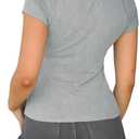 Dwnval Womens Basic Summer Short Sleeve Crewneck T Shirt Raglan Ribbed Knitted Slim Fit Casual Going Out Tops (Gray, L)