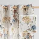 MYSKY HOME Floral Linen Curtains 84 inch Length 2 Panels Set Fall Patterned Semi Sheer Light Filtering Privacy Farmhouse Grommet Drapes for Living/Dining Room, Yellow, W52 x L84, Pack-2
